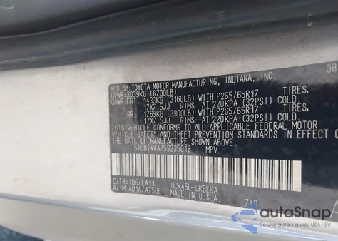 2005 Toyota Sequoia Limited V8 из США, поврежденный, VIN 5TDBT48A75S235018